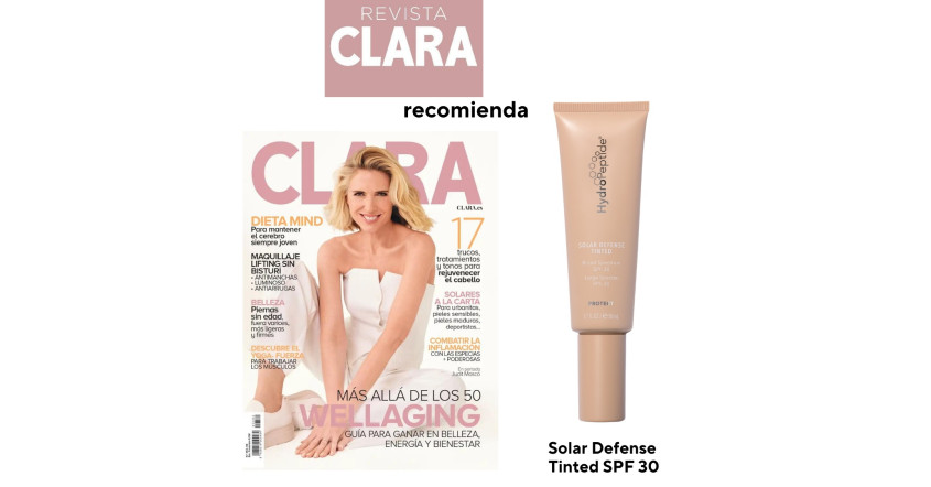 Solar Defense Tinted SPF 30 ha sido recomendado por la Revista  Clara como una de las mejores opciones para proteger tu piel este verano. 