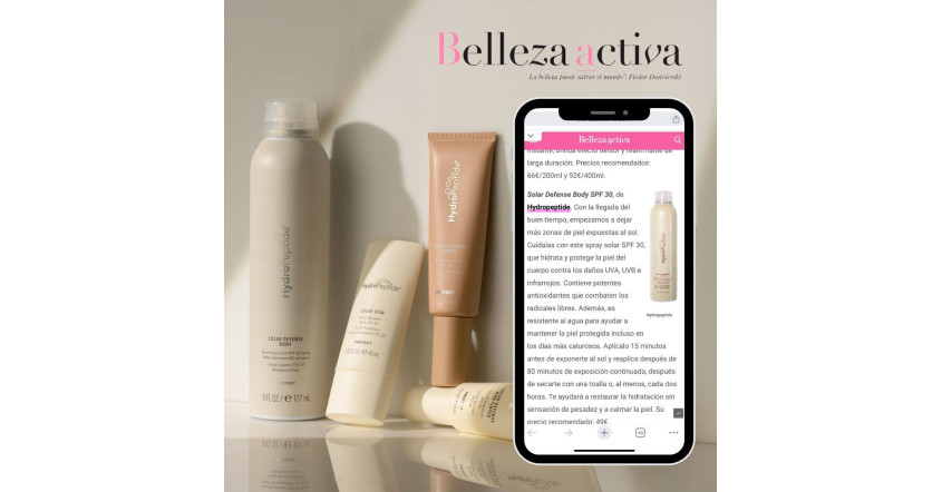 ¡Solar Defense Body SPF 30 ha sido destacado en la revista Belleza Activa!